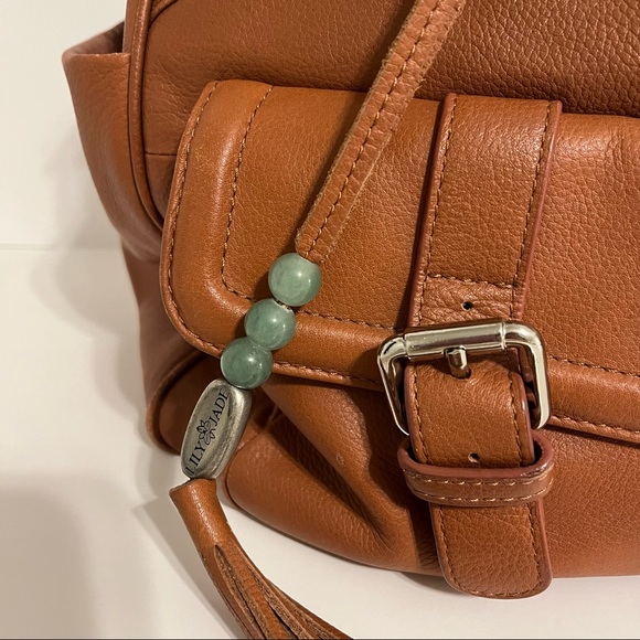 Lily Jade, Elizabeth diaper bag, old English leather, red lining- no tassel! - Picture 7 of 16